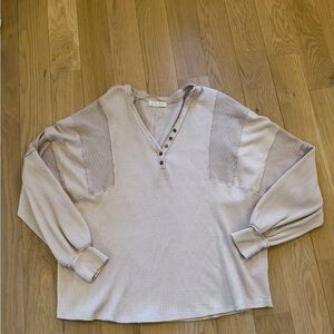 We The Free Beige Waffle Knit Top
